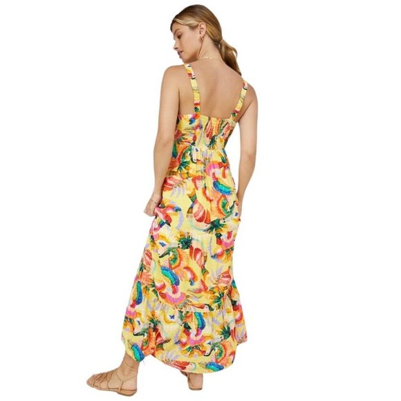 Anthropologie Farm Rio Textured Tropical Yellow Maxi Dress Size XS - Picture 2 of 11